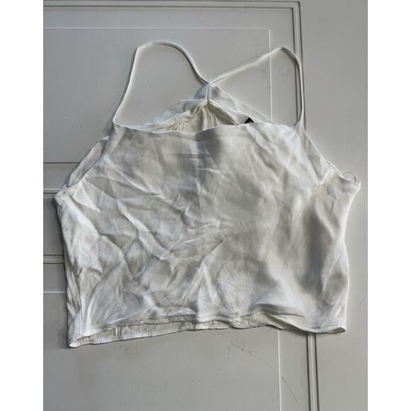 Zara White Draped Slip Tank Top Spaghetti Strap Racerback Size Small - Picture 1 of 5